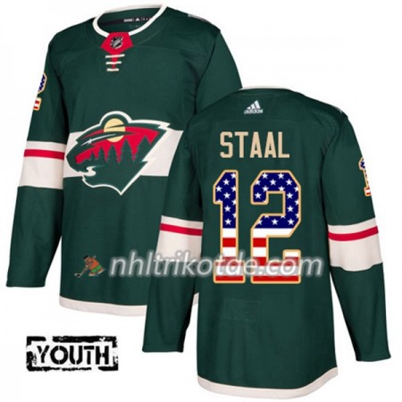 Minnesota Wild Trikot Eric Staal 12 Adidas 2017-2018 Grün USA Flag Fashion Authentic - Kinder
